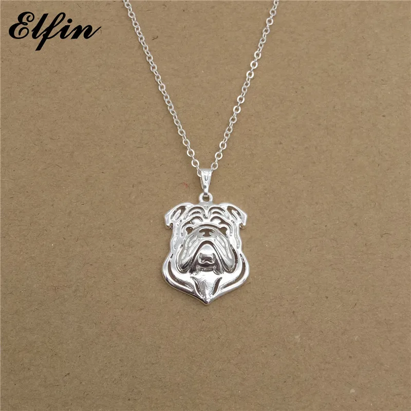 Elfin 2017 Trendy English Bulldog Necklace Gold Color Silver Color Dog