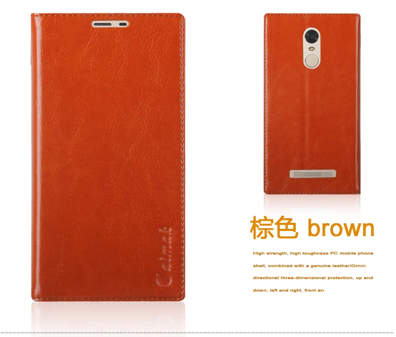 Присоски чехол для Xiaomi чехол для Redmi Hongmi 3 Высокое качество Роскошный чехол С Откидывающейся Крышкой и подставкой из натуральной кожи чехол для мобильного телефона+ Бесплатный подарок - Цвет: Коричневый