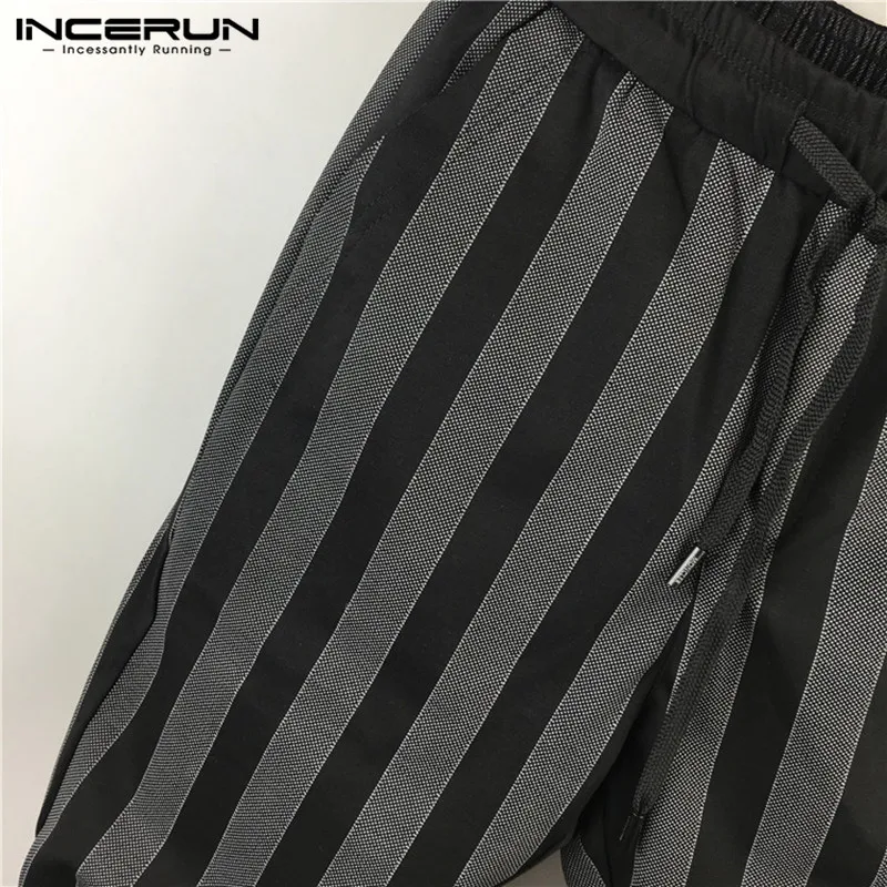 INCERUN мужские шаровары в клетку Stripe Slim Fit Брюки Мужская модная уличная одежда Беговые брюки в повседневном стиле хип-хоп толстые штаны Для