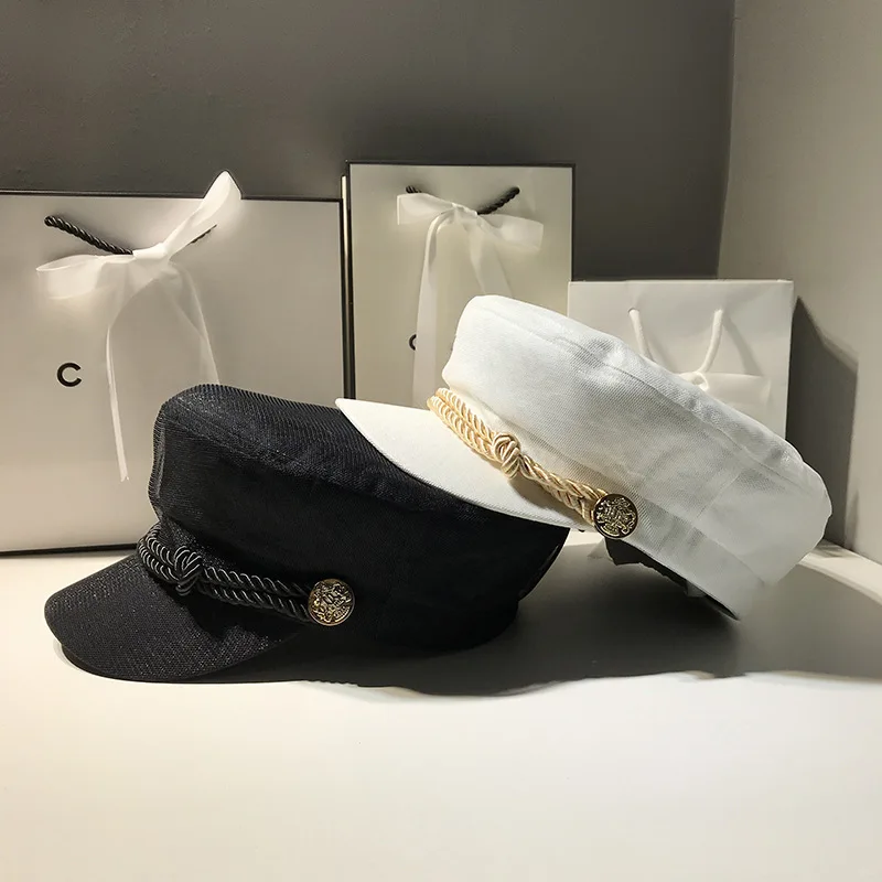 

2019 Fashion Autumn Military Hat Women Octagonal Hats Ladies Men and Women Marines Military Caps Beret Flat Top Military Cap Hat
