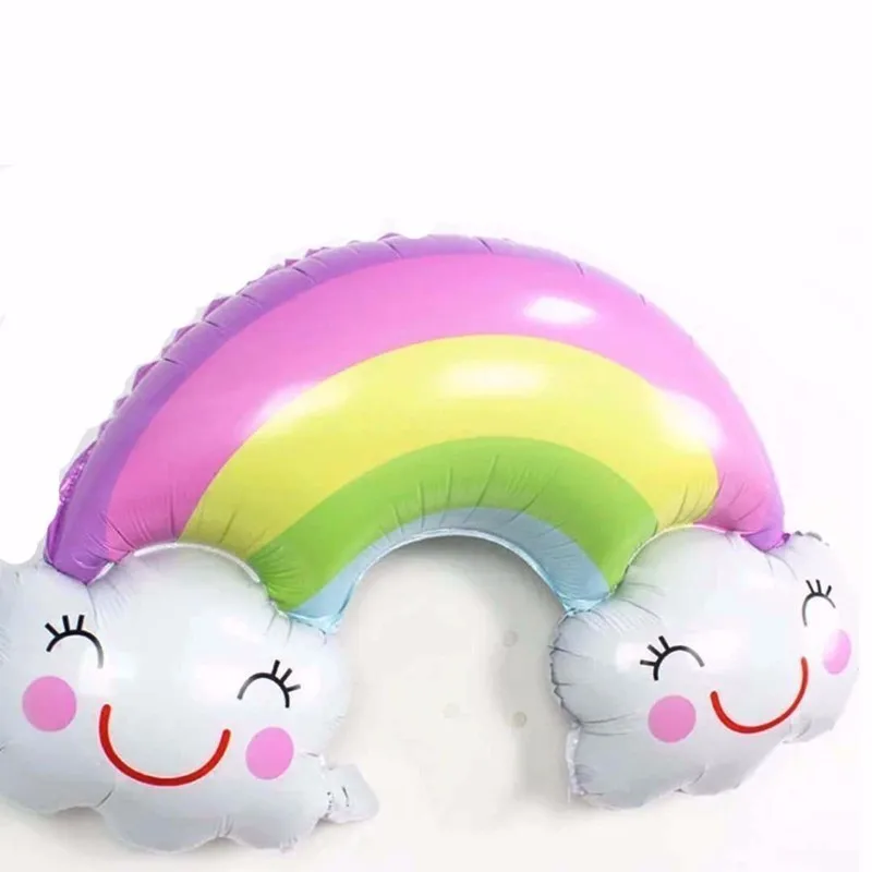 3 шт. радуги с двойной улыбкой лицо облака фольги Воздушные шары День рождения украшения Дети подарок надувные шары - Цвет: 3pcs 3