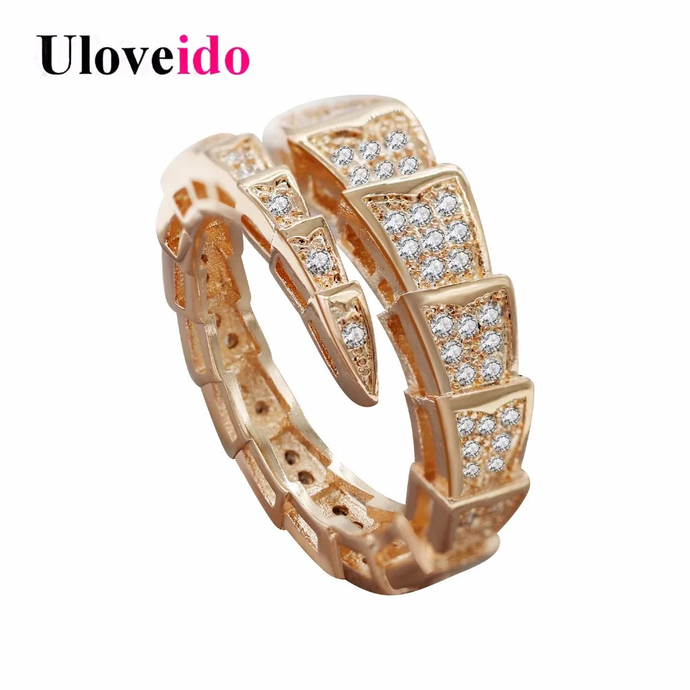 

Uloveido Rose Gold Color Rings for Women Animal Resizable Snake Ring Female Jewellery Party Ring Gifts Dropshipping 5% Off Y320