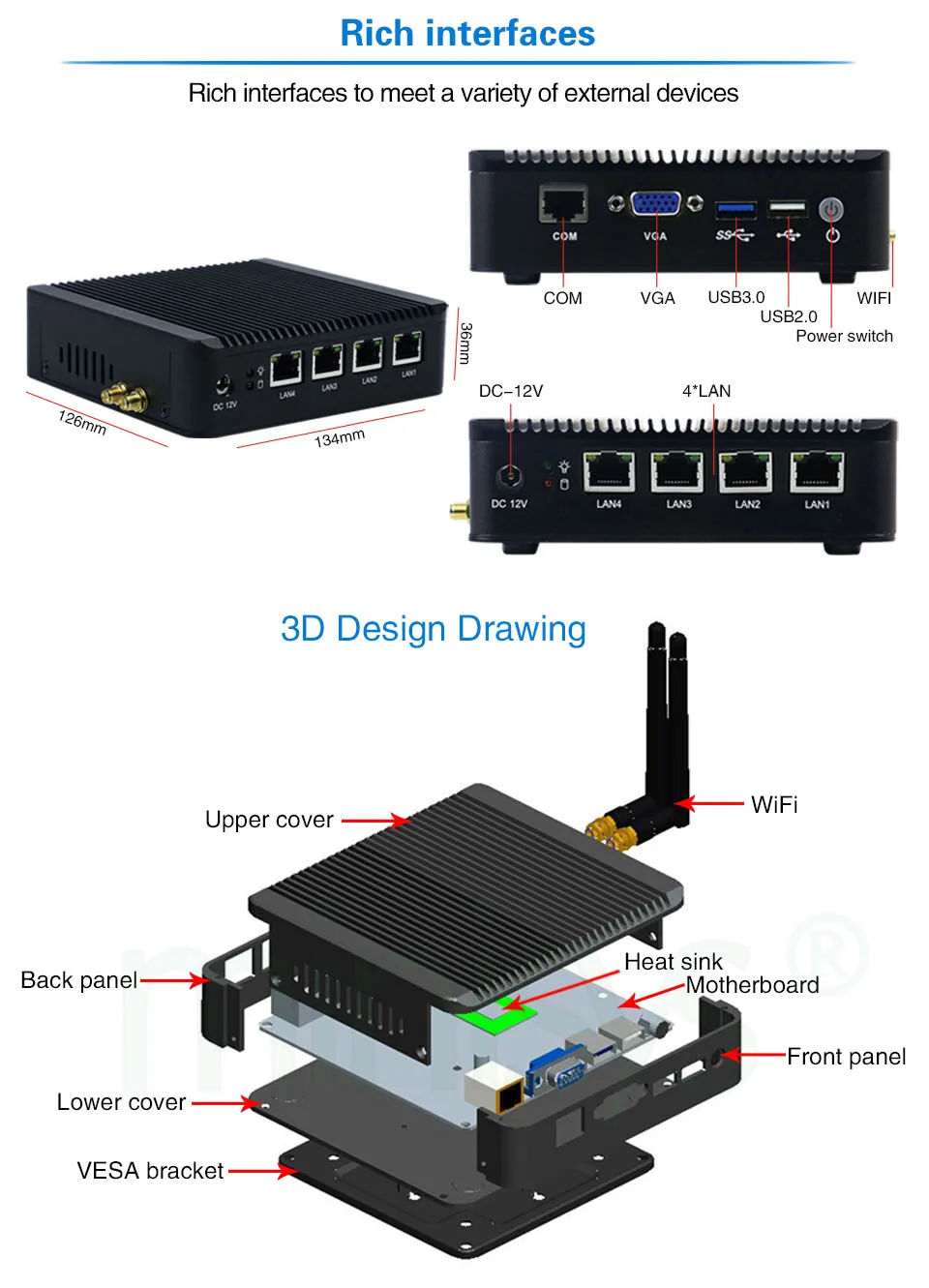 4 порта Lan pfsense брандмауэр barebone Мини ПК celeron J1900 Встроенный 3g 4g SIM Слот nano itx linux компьютерная поддержка консоли COM