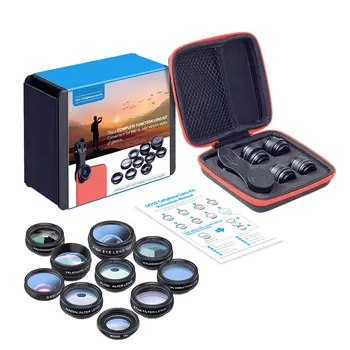 

10 in 1 Phone Lenses Kit Fisheye Wide Angle macro Lens for phone xiaomi samsung galaxy android phones