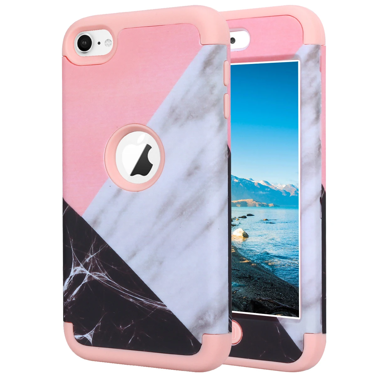

For Apple iPod Touch 6 Case Marble Design Hybrid Heavy Duty Shockproof Soft Silicone Back Skin Cover