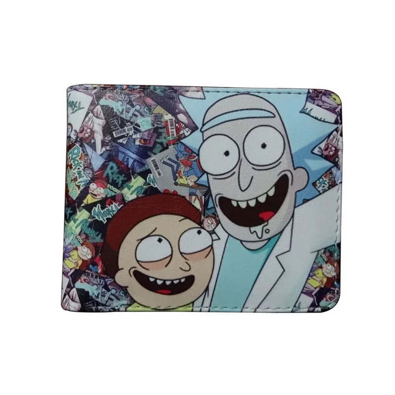 

Fashion Men Women Wallets Cartoon Animation Rick and Morty Printed Purse Leather Card Holder Bags carteira Folded Short Wallet