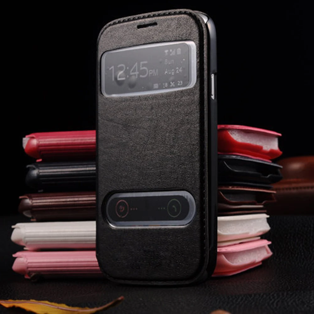 Luxury View Windows PU Leather Flip Case For Samsung