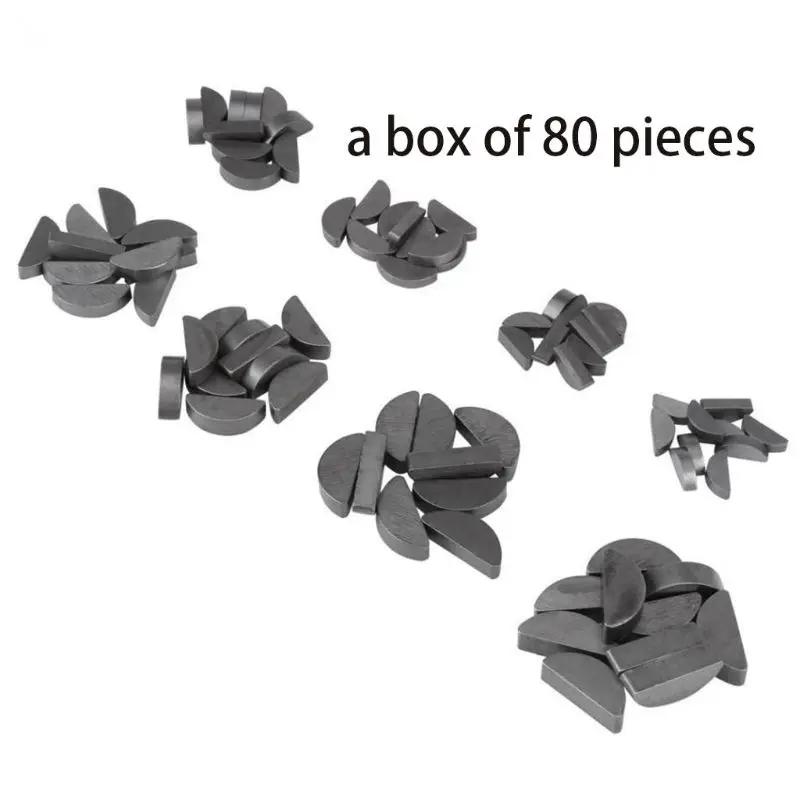 80Pcs Metal Woodruff Key Set Assortment 8 Size Metric