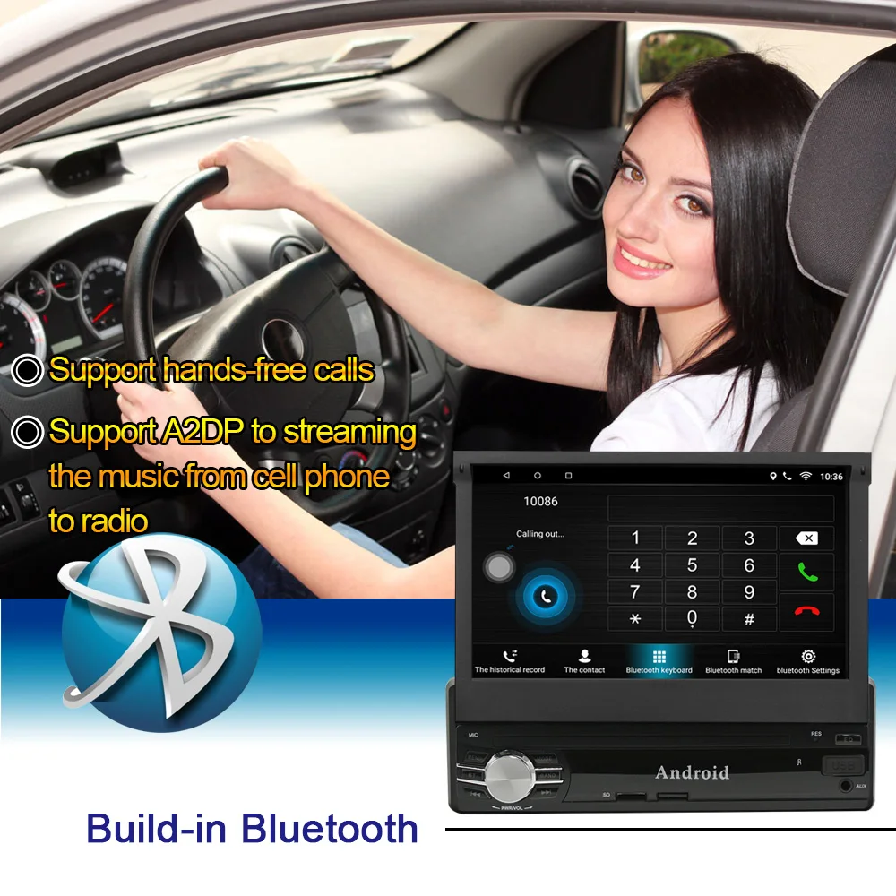 Top Universal 1 din Android 6.0 Quad Core Car DVD player GPS Wifi BT Radio BT 1GB RAM 16GB 4G SIM LTE Network SWC RDS CD 5