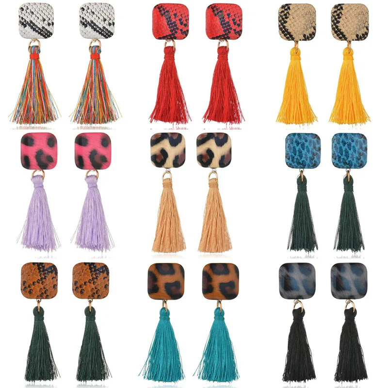 Find Me 2019 new Fashion Vintage Leopard grain long tassel Drop Earrings for Women Jewelry boho simple geometric Dangle | Украшения и
