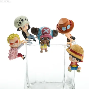 

5pcs/set Mini Anime One Piece Luffy Chopper Donquixote Doflamingo Portgas D Ace Cup Doll Model Kawaii Decoration Action Figure