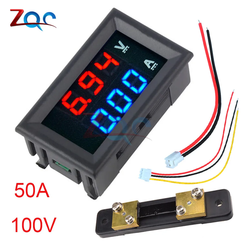 home depot calipers Mini Digital Voltmeter Ammeter DC 0-100V/ 7-110V 50A Amp Volt Voltage Current Meter Detector Tester 0.28" Dual LED Display Gauge sound measuring instrument