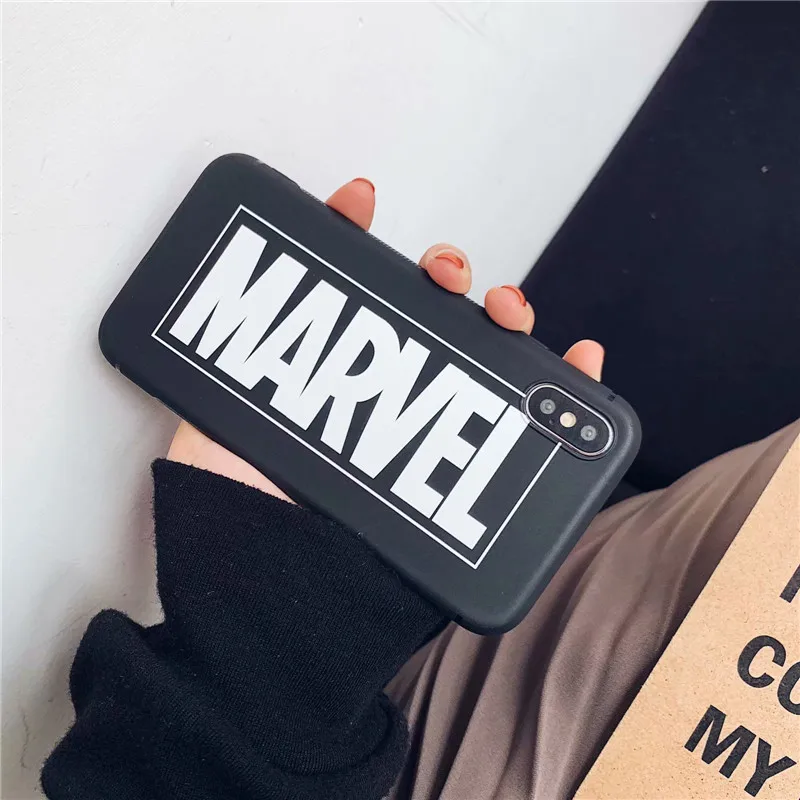 3D рельефный чехол с принтом Marvel для iphone X XS Max XR 8 7 6 6s plus Американский комикс буквы Матовый Мягкий ТПУ силиконовый чехол для телефона