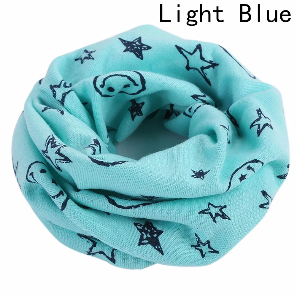 Детский Теплый хлопковый шарф для мальчиков и девочек, шарф, шаль, зимний шейный платок с кольцом, с рисунком смайлика, со звездой - Цвет: LB