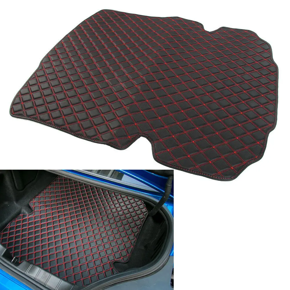 

BBQ@FUKA Car Interior Accessory For Chevrolet Camaro 2017+ Car Trunk Mats Pads Carpet Cargo Liner PU Leather Red Stitching