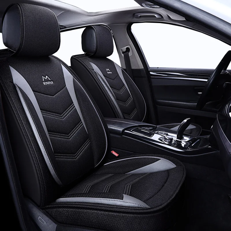 

(Front + Rear) Universal Flax car seat covers For Jaguar All Models XF XE XJ F-PACE F-TYPE brand firm soft pu leather seat