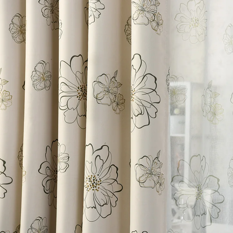 

Curtains for Living Dining Room Bedroom Simple American Pastoral Double-sided Printing High Shading Window Flowers Special Price