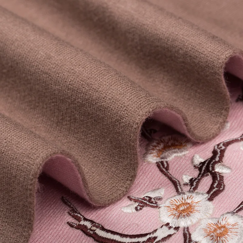 VOHIO winter scarf women female wool plum embroidered sleeve cashmere coat cloak thickening double sided air dual-purpose shawl VOHIO winter scarf women female wool plum embroidered sleeve cashmere coat cloak thickening double sided air dual-purpose shawl
