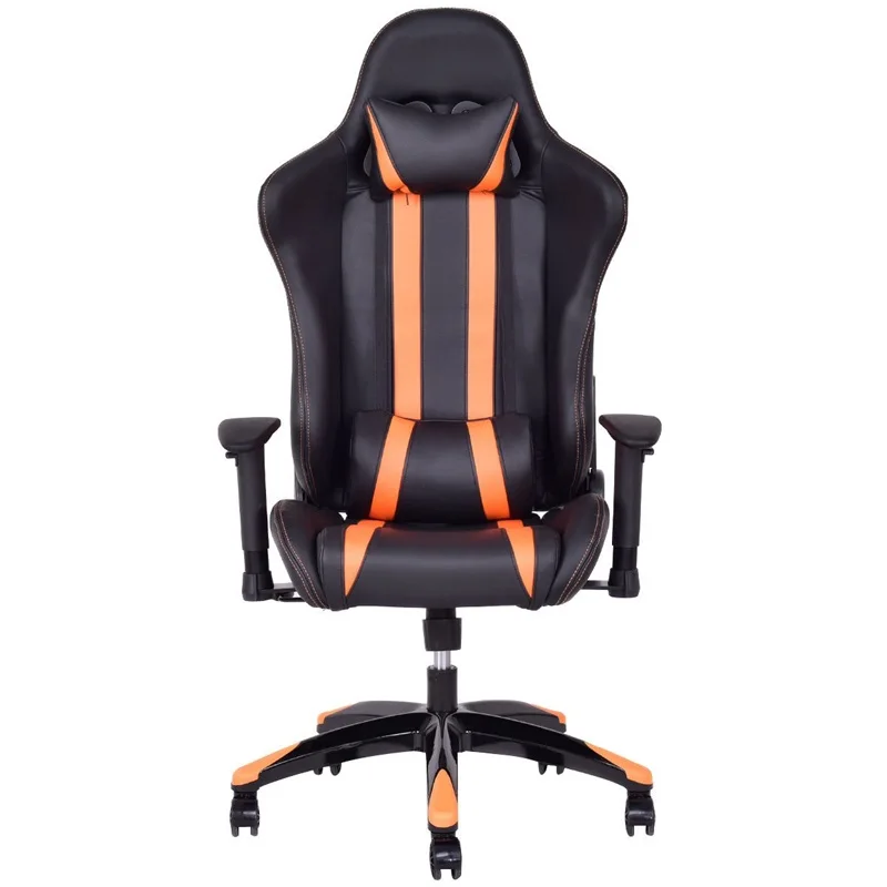 

High-Back Reclining Racing Gaming Chair with Head-Rest Pillow Height Adjustable PU Leather Office Computer Swivel Chairs HW53993
