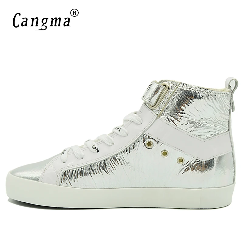 Retro Turnschuhe Leder Lace Echtem Retro Patent retro Frauen Italien Original retro Up Stiefeletten Freizeitschuhe Weibliche Silber no No Mädchen Stiefel Schuhe Für Cangma p17vxnqI