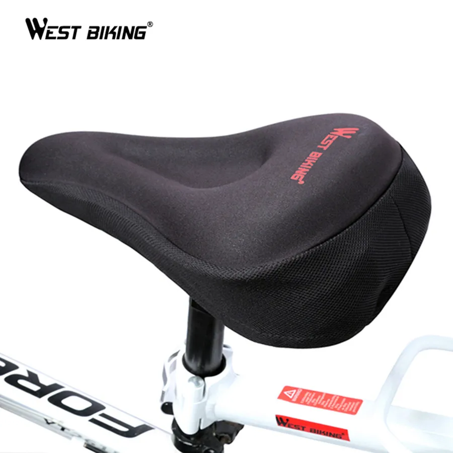 

WEST BIKING Bicycle Saddle Cycling 3D Silicone Lycra Nylon & Gel Seat Saddle Cover Ventilate Soft Cushion For MTB Bike Saddles