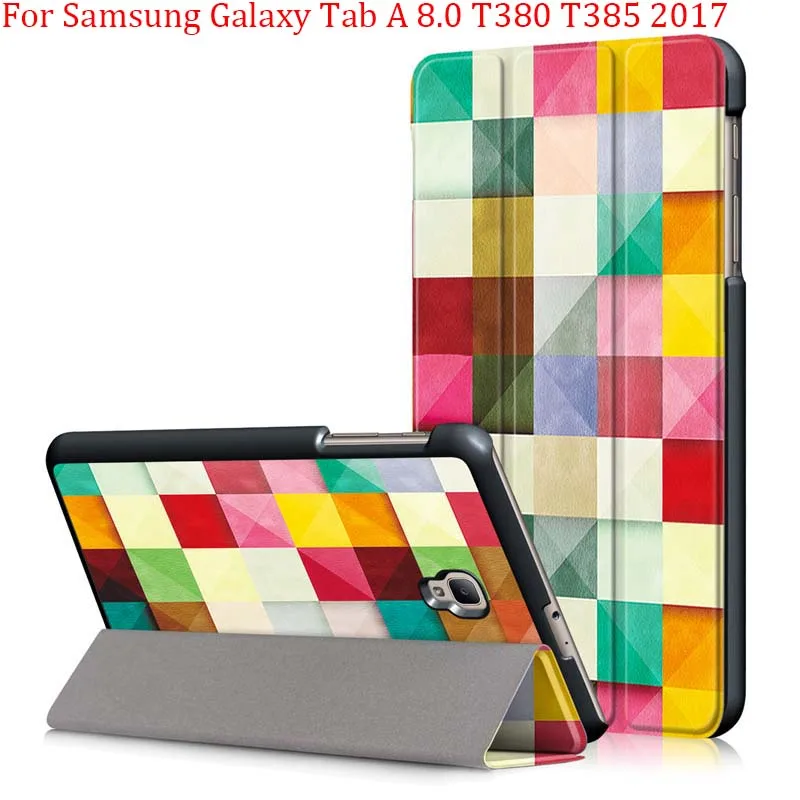 

Fashion Print Case for Samsung Galaxy Tab A 8.0 SM-T380 SM-T385 2017 Edtion Ultra Slim Tri-Fold PU Leather Cover Auto Sleep wake