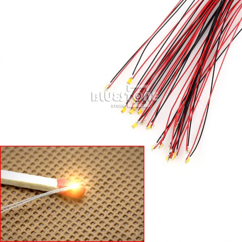 US T0603WM 20Pcs Pre-soldered micro litz wired leads Warm White SMD Led 0603 