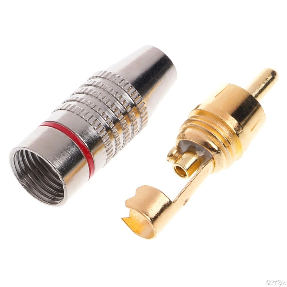 20 Pcs RCA Plug Audio Video Locking Cable Connector Gold Plated Splice
