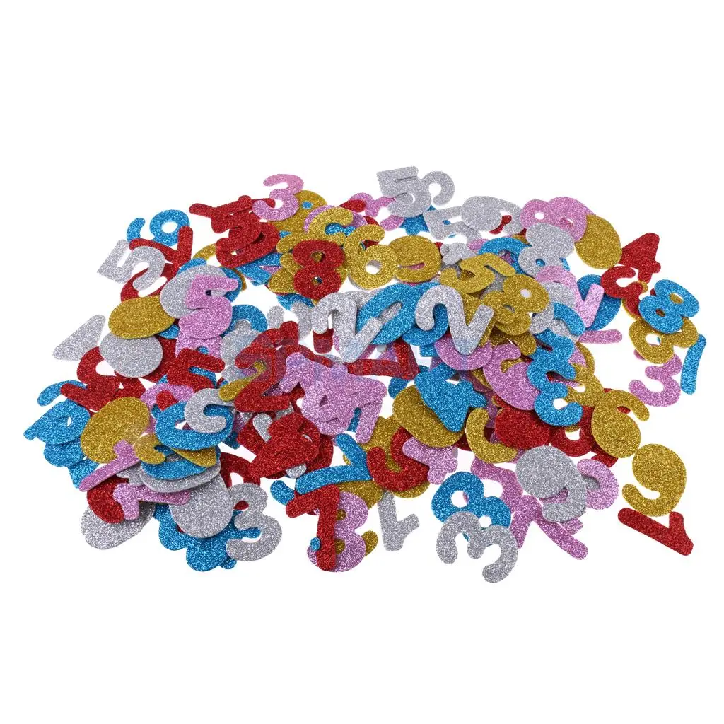 200Pcs 4cm Glitter Foam Stickers Self Adhesive Numbers Sticker for Scrapbooking Card Art Craft Making Kids Fun Creative Toys DIY