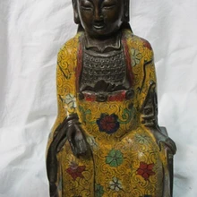 Bi003544 1" Китайский Бронзовый Перегородчатой Бог фортуны Sudhana Статуя Богатство, директор