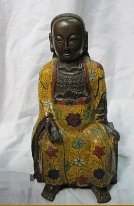 

bi003544 11"Chinese Bronze Cloisonne God of Fortune Sudhana Statue Wealth, the director