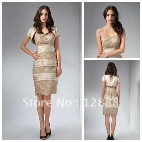 REAL SAMPLE Free Shipping Knee Length Mother of the Bride Lace Dresses With Jacket | Свадьбы и торжества