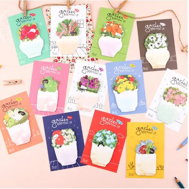 

New Hot Sale Flower pot culture Cute Kawaii Sticky Notes Post It Memo Pad School Supplies Planner Stickers Paper Bookmarks 01876