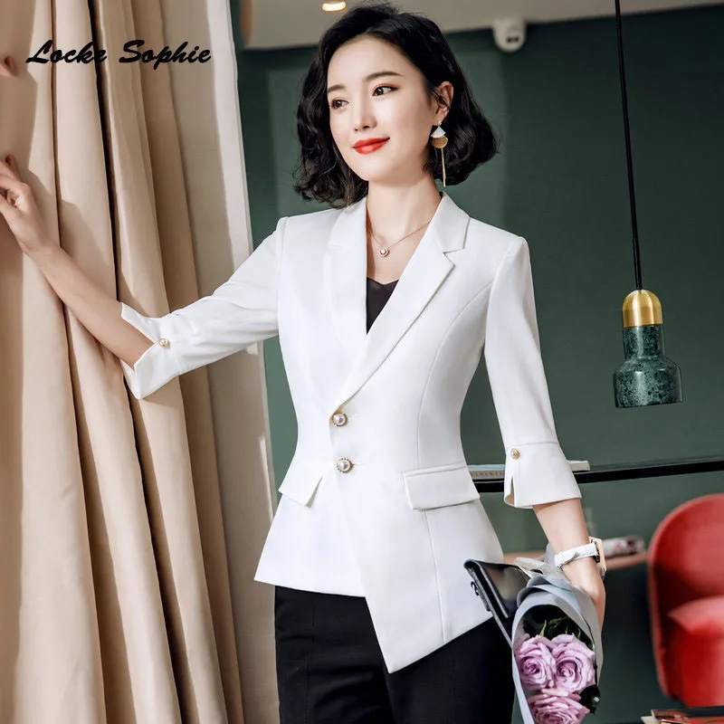 

1pcs Women's Plus size Blazers coats 2019 Autumn cotton blend Splicing irregular Small Suits jackets ladies Skinny Blazers Suits