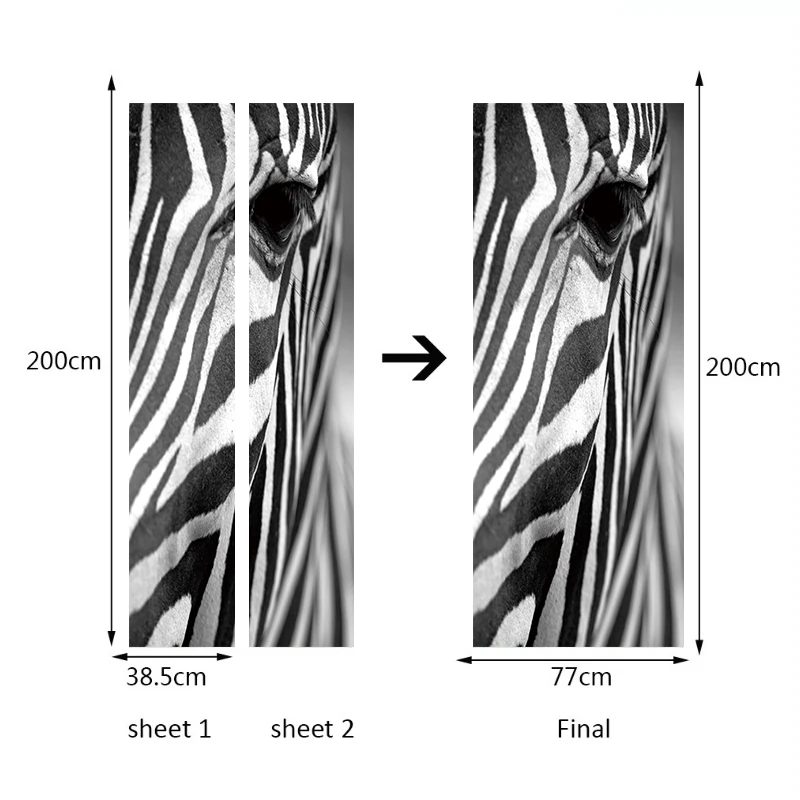 2 шт./компл. Зебра дверь стены стикер Adesivo де Parede DIY настенные наклейки Абстрактная живопись животных обои украшения Прохладный домашний декор