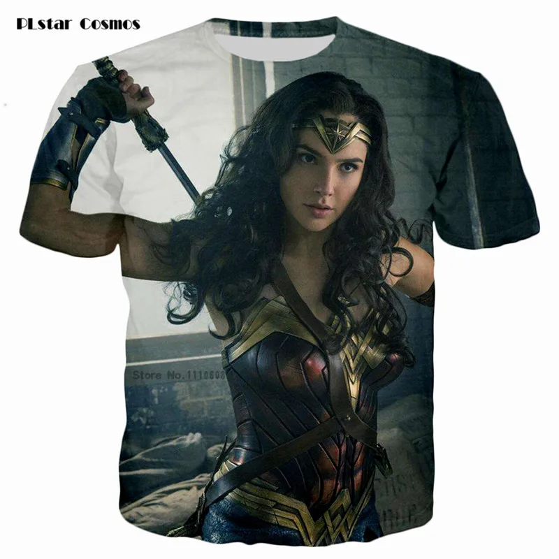 

PLstar Cosmos 2018 Summer Wonder Woman Movie star 3D Print T-shirts Gal Gadot&Chris Pine Men Women Fashion T shirts Tee Tops