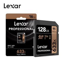 Lexar 633X32 ГБ, 64 ГБ, класс 10 SD карта SDHC/SDXC карты памяти SD карты 128 ГБ 256 512G 95 МБ/с. для зеркальной однообъективной камеры/HD камера