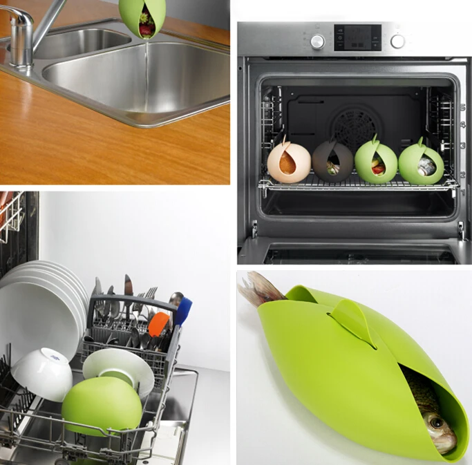 Silicone Fish Kettle Steamer Cooker Baking Roaster Bread Food Vegetable Bowl Basket Kitchen Cooking Tools Accessories Supplies