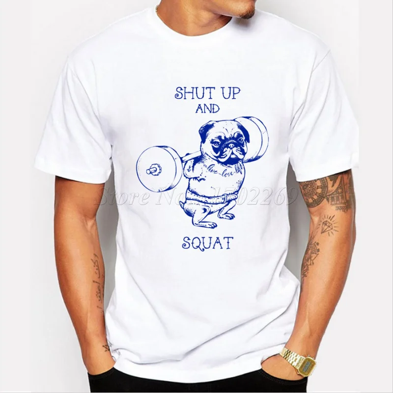 Горячая Распродажа, модная футболка с рисунком мопса, для занятий спортом, креативный дизайн, футболка с принтом, короткий рукав, мужские Смешные топы, хипстер, Повседневная футболка