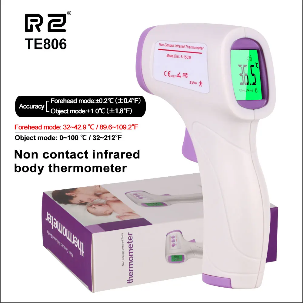 

RZ Baby Thermometer Infrared Digital Finger Oximeter Body Forehead Ear Non-Contact Gun Adult Body Fever IR Children Thermometer