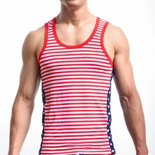 Плюс размеры белье для мужчин марли прозрачная звезда Красный Полосатый Топ майка Боди экзотические майки ночное белье из спандекса