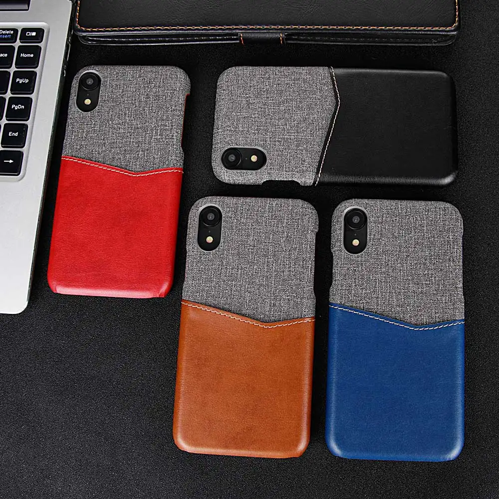 

Phone case For iphone X XS MAX XR Luxury Canvas stitching quality leather case For iphone 6 6s 7 8 plus XS Cover with card slot
