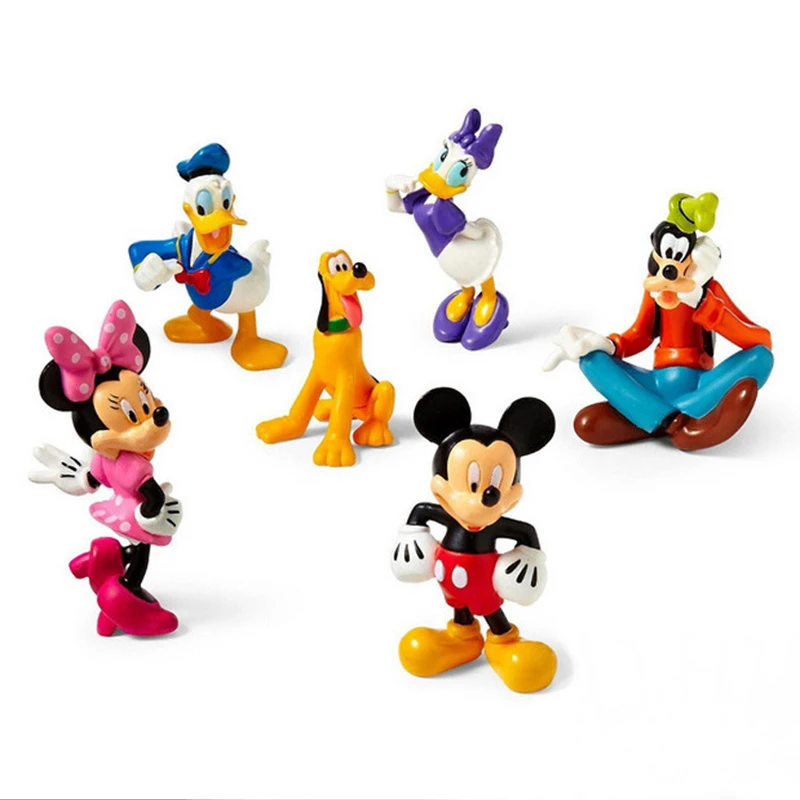 

6pcs/lot Mickey Figures Minnie Mouse Donald Duck Model Goofy Dog PVC Figure Pluto Dog Daisy Cartoon Toy Dolls 7-9cm