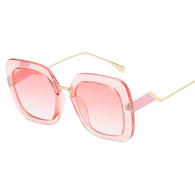 Новые модные квадратные солнцезащитные очки для женщин брендовые Дизайнерские мужские черные розовое зеркало градиентные солнцезащитные очки oculos de sol feminino - Цвет линз: 7