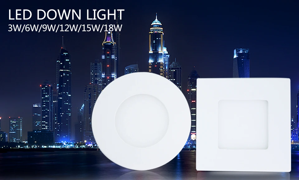 High quality 3W 9W 12W 18W thin LED Panel Light Warm White cold White square slim recessed LED Ceiling Spot Lighting Bulb indoor (1)