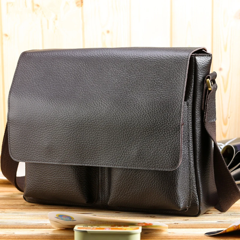 2017 Genuine Leather Men Bag Business font b Laptop b font Briefcase Brand Designer Shoulder Bags
