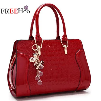 

Bags for women 2019 new luxury brand crocodile pattern patent pu leather fashion handbag bride white Shoulder bag bolsos mujer