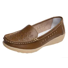 Кожаная обувь; Новинка; Женские однотонные Мокасины без застежки; женская обувь на плоской подошве; лоферы; большие размеры 35-41; chaussure femme