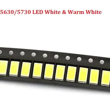 200 шт. 5630 SMD 5730 светодиодный поверхностный монтаж светодиодный Белый 0,5 Вт ультра Birght светодиодный диодный чип теплый белый 3200 к и 6500 к 3,2 Вт-3,4 мА~ в