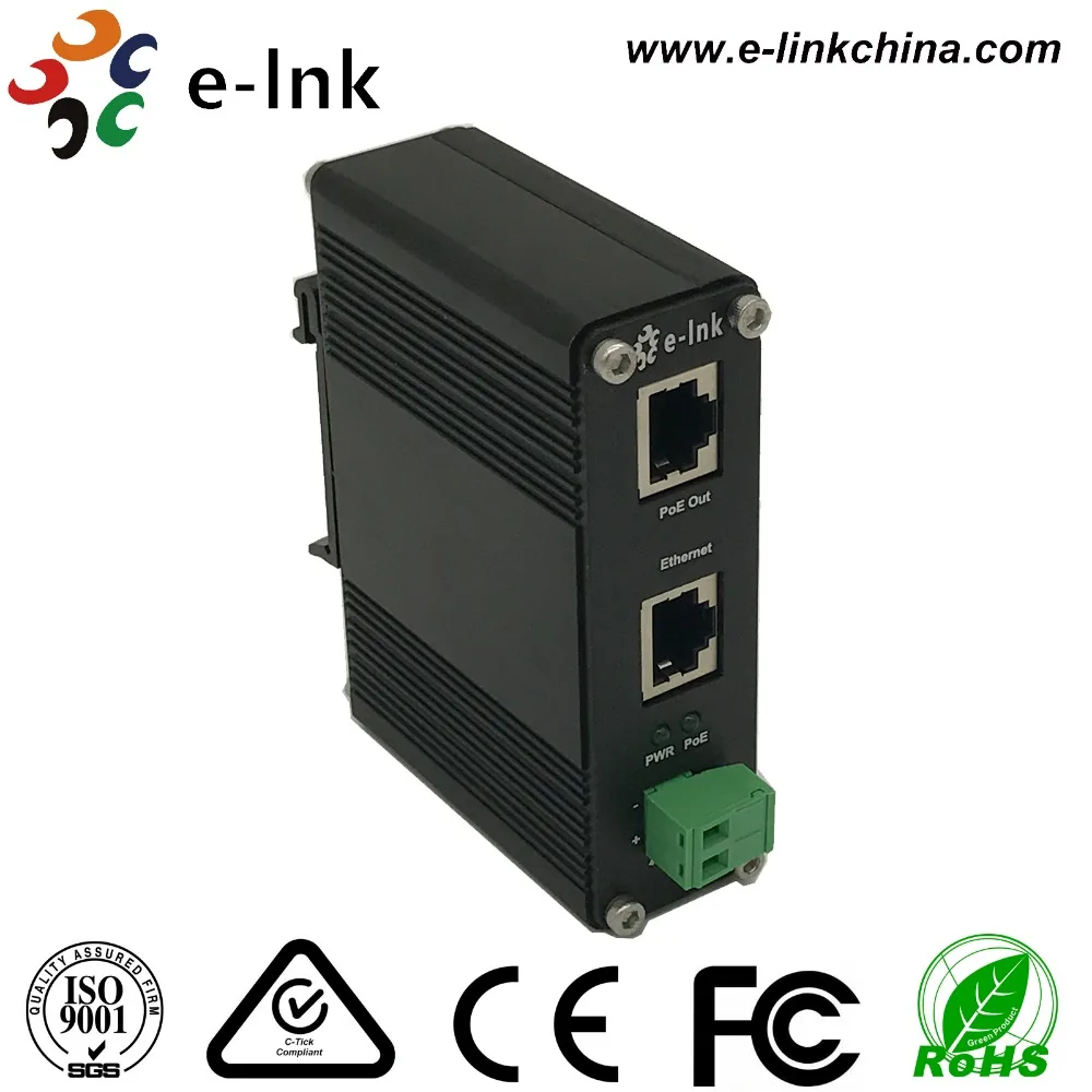 E-link новые продукты 12 ~ 48VDC Мощность Вход промышленных гигабитный PoE + инжектор